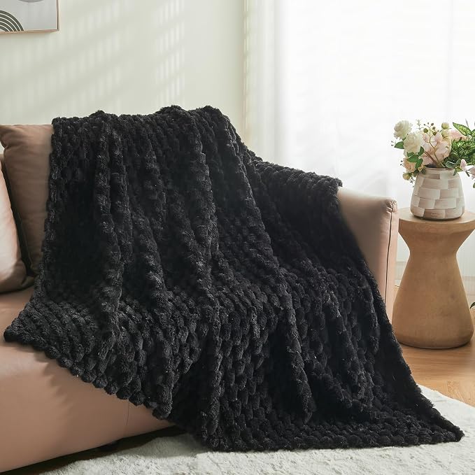 NEWCOSPLAY Fleece Clouds Cozy Throw Blanket for Couch, Black, 50"x60" | Premium Silky Flannel Blanket, Soft Lightweight Fluffy Throw Blanket for Bed Sofa Decor, Gift for All Season Use