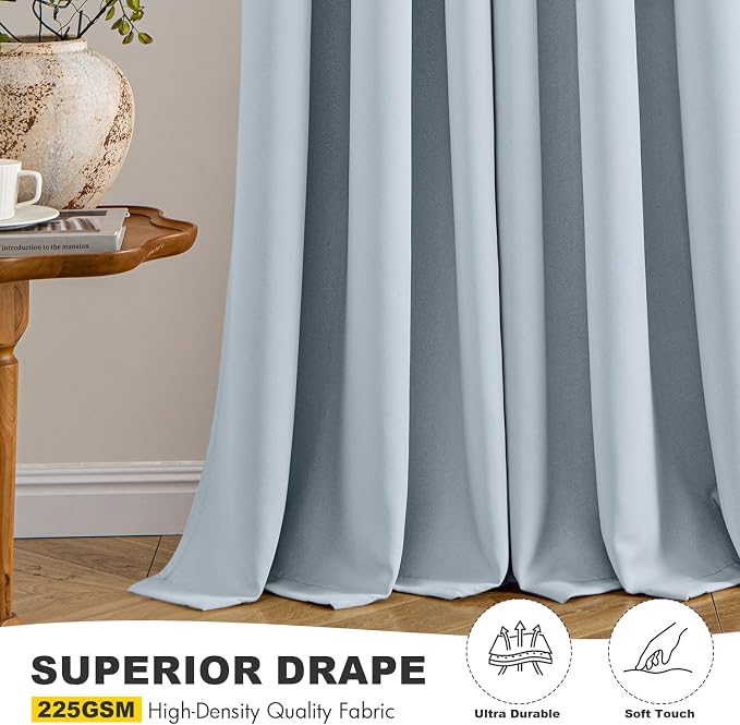 MIULEE Blackout Curtains for Bedroom 2 Panels 40 x 54 Inch Long Light Blue | Thermal Insulated, Living Room Darkening Grommet Drapes, Noise Reducing, Light Blocking Window Treatments