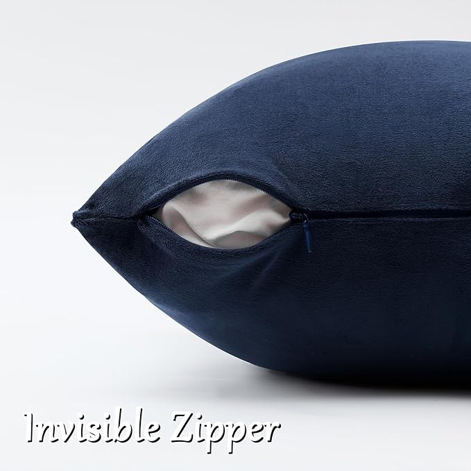 GIGIZAZA Navy Velvet Pillow Covers 12x20 Decorative Pillows Pack of 2 | Lumbar Blue Throw Pillows for Couch Sofa,280gsm Soft Textured Fabric,Modern Pillowcases,Luxury Cushion Covers