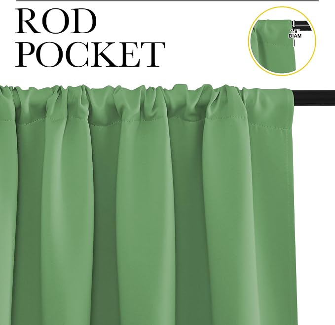 NICETOWN RV Blackout Curtains for Camper Windows, Froest Green, 34" x 36", Set of 2, Kitchen Curtains, Short Blackout Drapes, Thermal Insulated Rod Pocket Window Treatment Draperies for Nursery