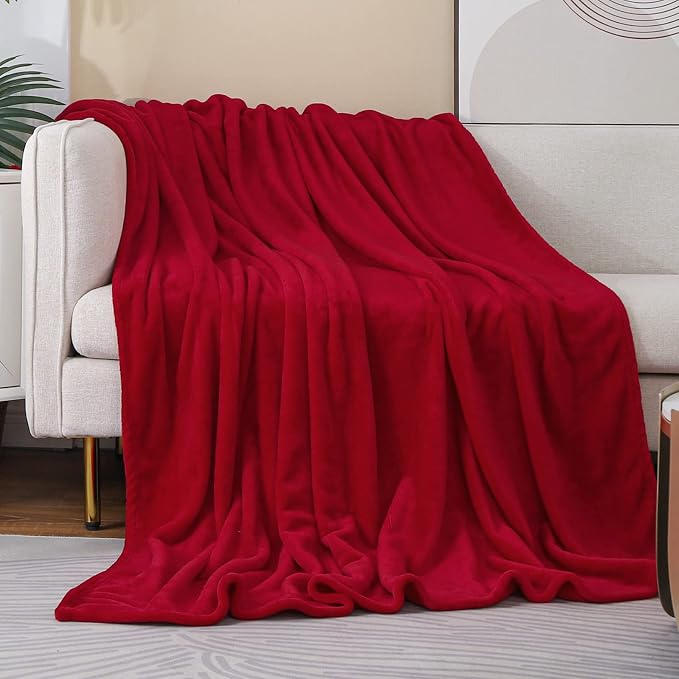 Red Fleece Plush Throw Blanket 90"x90"for Couch Sofa Fuzzy Cozy Flannel | Super Soft Lightweight Microfiber Blanket for Bed Chair bedroom Home Decor All Season,Birthday Gifts for Women Mom Adult