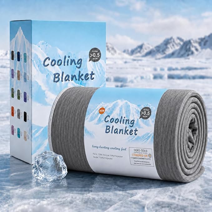 Topcee Cooling Blanket Queen Size 90"x90" for Hot Sleepers Summer Blanket | Absorbs Heat Cold Summer Blanket for Night Sweats & Menopause Q-Max>0.5 Lightweight Breathable Soft Double-Side Cooling