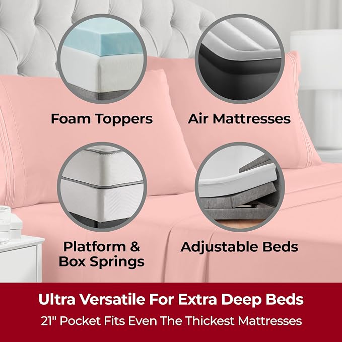 Mellanni Iconic 3-Piece, Ultra Soft Sheet Set (Twin, Coral) | 10M+ Sleepers. Lab-tested: Sleeps Cool, Stays Bright, Strong, Smooth. Good Housekeeping Best Bedding, 7 yrs running.