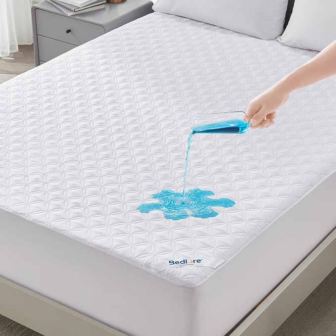 BEDLORE Waterproof Mattress Protector, Full Size, Deep Pocket, Eco-Friendly, Waterproof, Stain Protection, Washable, White | Soft Noiseless Breathable Bed Mattress Cover Pad, Fits 6-15 Inch Deep Mattresses, Ideal for Home Bedroom, Hotel, White