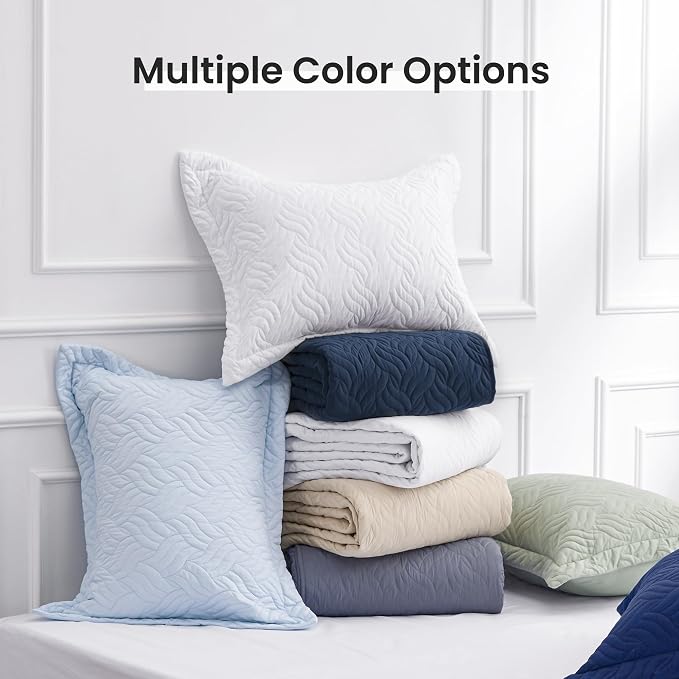 Love's cabin Quilts for Queen Bed Navy Blue Bedspreads - Soft Bed Summer Lightweight Bedspread Comforter - Modern Style Wave Pattern Coverlet for All Season - 3 Pieces (1 Quilt, 2 Pillow Shams)