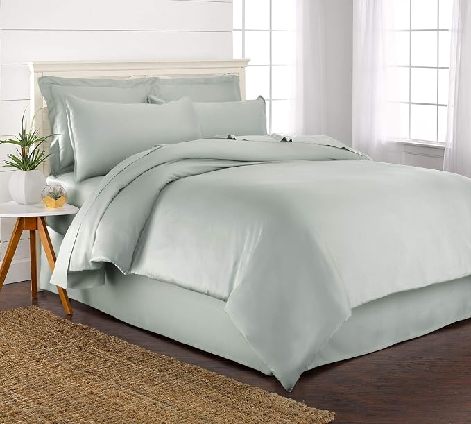 King Duvet Cover by Pure Bamboo, 3 Piece Set, Genuine 100% Organic Viscose Derived from Bamboo, Luxuriously Soft and Cooling, 2 Pillowcases (King, Sea Glass)