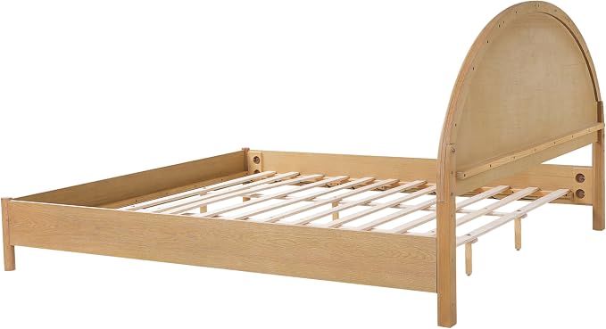 Christopher Knight Home Elsinore King Size Bed Frame with Arched Headboard, Modern Wooden Platform Bed, Wood Bed Support and Slats, No Box Spring Needed, King Size Beds for Adult, Natural Oak