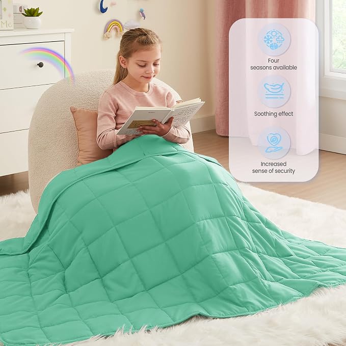 Weighted Blanket - 5 lbs Green Heavy Blanket - Small Size Breathable Lap Blanket(36"x48", 5 lbs)