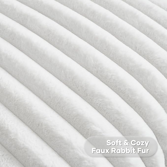 FUTEI Pack of 2 Faux Fur Throw Pillow Covers 26x26 Inch, White | Fluffy Faux Rabbit Fur Front/Premium Velvet Back,Hidden Zipper,Machine Washable,Non-Shedding,Colorfast,Insert Not Included.