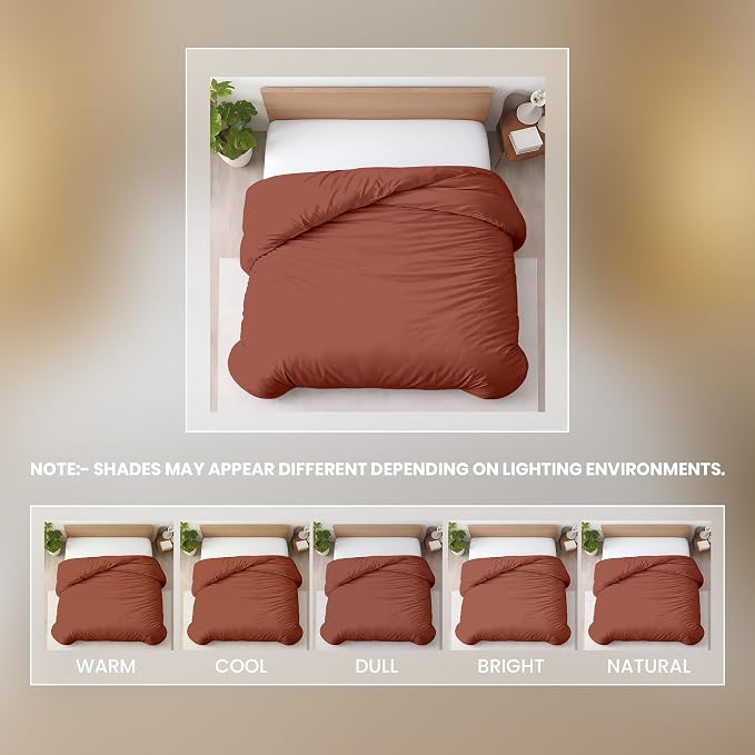 1 Pc Duvet Cover King Size-100% Egyptian Cotton 600 Thread Count Ultra Soft Premium Durable Comforter Cover Zipper Closure & Corner Ties - (Burnt Orange, 104" X 94")