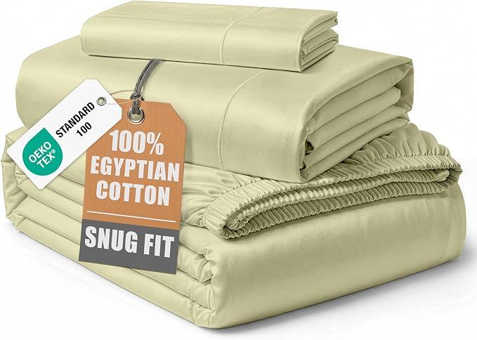 LANE LINEN Twin Bed Sheets for Girls 100% Egyptian Cotton Sateen - Seafoam | Twin Bed In A Bag Set With Sheets - 3-Piece Set, Ideal For Dorms And Guest Beds, For A Luxurious Night's Sleep,