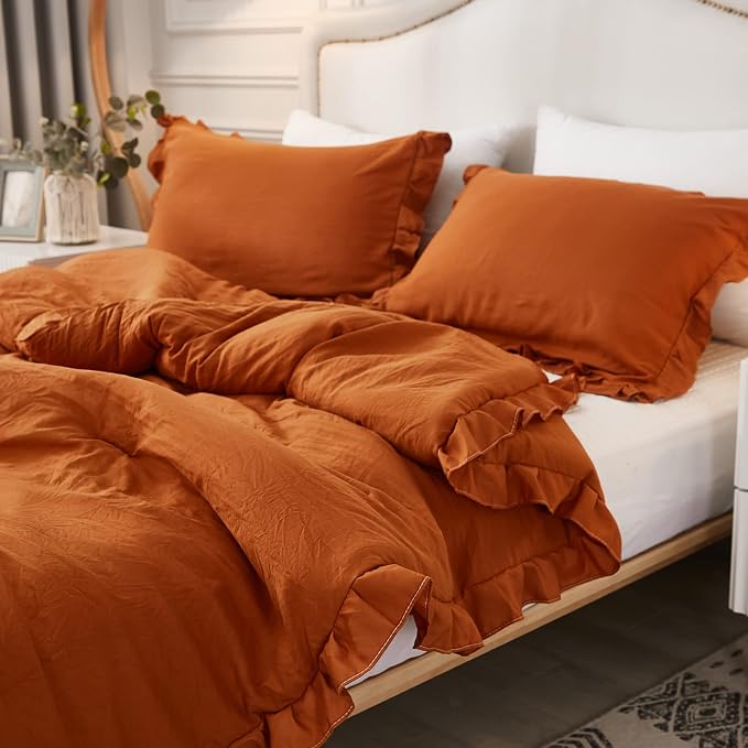 Merryword King Pillowcases Caramel Solid with Ruffles 2 Pack (King (20''x36''), Caramel)