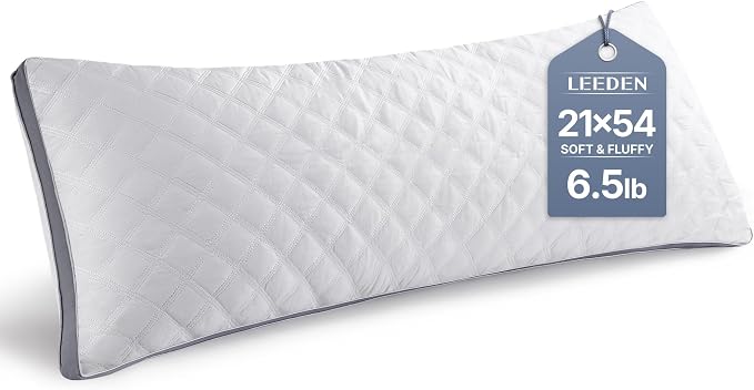 Leeden Body Pillow Insert 20 x 54 for Side Sleepers White Support | Soft polyester padding delivers full-body support for side sleepers, maternity rest, reading and daily relaxation.