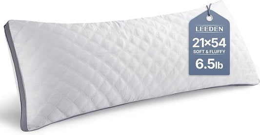 Leeden Body Pillow Insert 20 x 54 for Side Sleepers White Support | Soft polyester padding delivers full-body support for side sleepers, maternity rest, reading and daily relaxation.