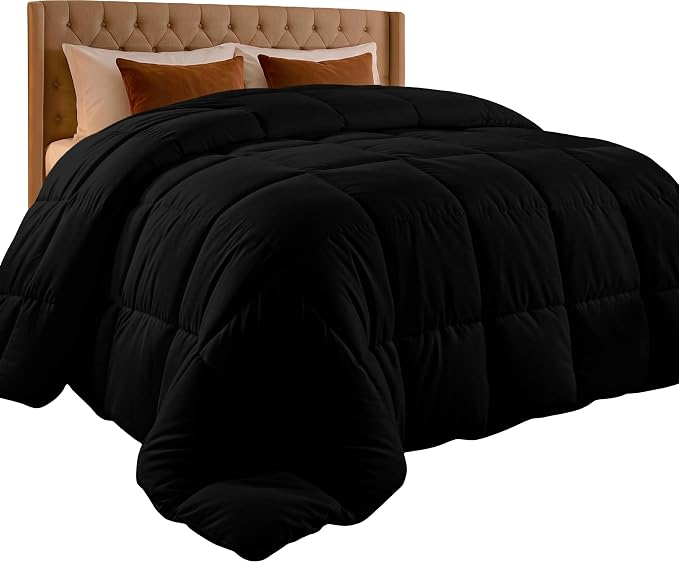 Utopia Bedding Queen Comforter, Duvet Insert, Black, 88 x 88 Inches | Soft and Fluffy Down Alternative Bed Comforter, All Season, Breathable, Corner Tabs, Box Stitched, Durable, Machine Washable