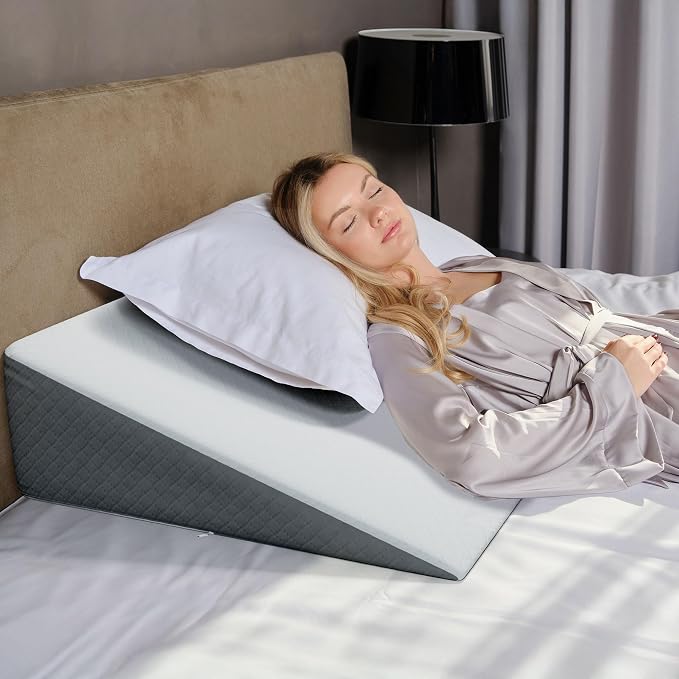 Kolbs Extra Wide Bed Wedge Pillow for Sleep Apnea, More Room - More Comfort | with Chic Jacquard Cover - Headboard Wedges for Sleeping (Extra Wide 7.5" Height)