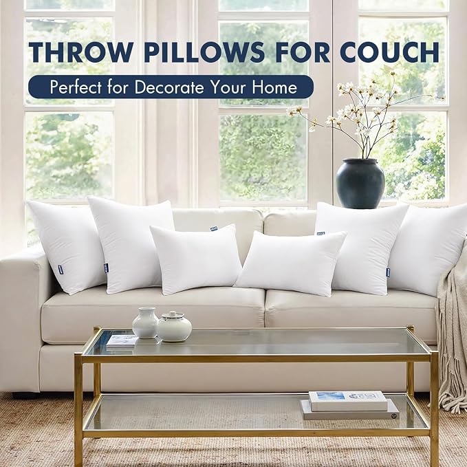 MIULEE 14x20 Throw Pillows Inserts 2 Pack, Decorative Pillows for Couch Bed | 100% Virgin Filling, Full and Fluffy, Lumbar, Back and Neck Support