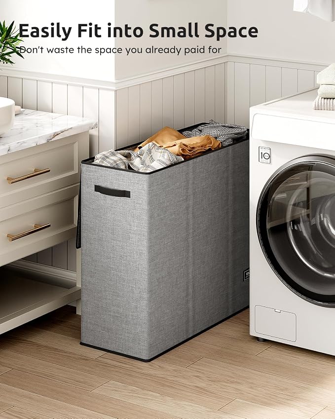 SOLEDI Large Laundry hamper 3 Section with Laundry Bag, XL Clothes Basket | 3-Section Large capacity Laundry Sorter with Odor-Blocking Lid, Robust Iron Frame & Waterproof 600D Fabric, 3 Washable Bags