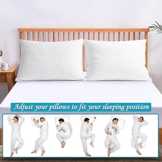 Memory Foam Pillows for Side Sleepers,Firm Pillows Standard Size Set of 2 | Adjustable,with Washable Removable Cover,Support,Cooling and Breathable for Hot,Side,Back,Stomach Sleepers,Hypoallergenic