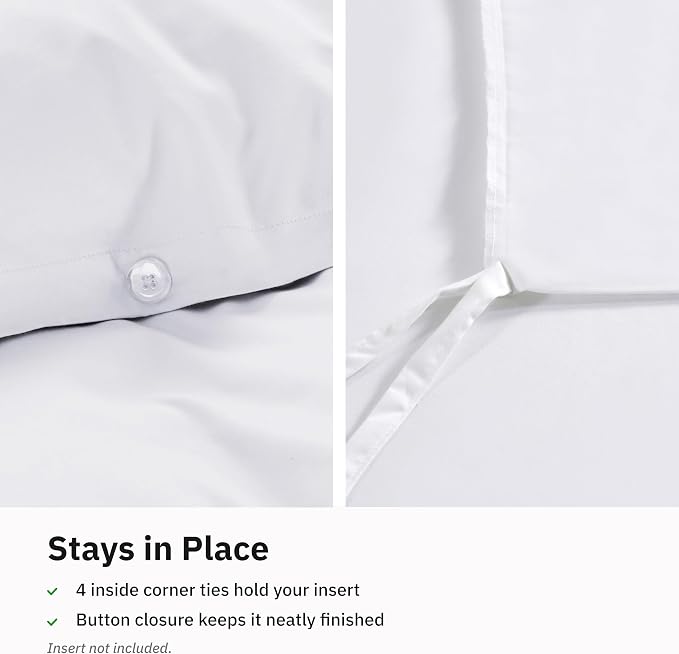 California Design Den 100% Cotton Sateen Oversized King Duvet Cover, White | Duvet Cover Only, Comforter Not Included, Backed by Good Housekeeping Seal, Button Closure & Corner Ties
