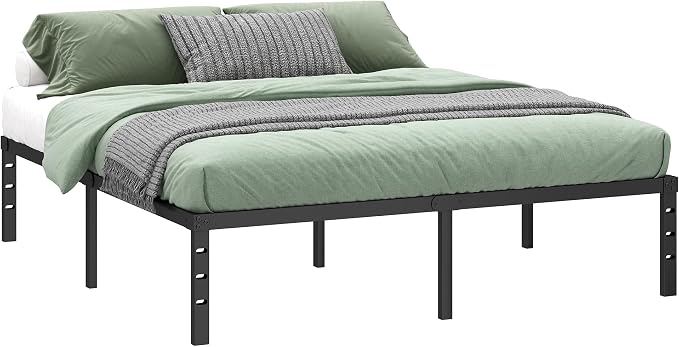 Metal Platform Bed Frame Queen Size, 16 Inch Height with Heavy Duty Steel Support, No Box Spring Needed, Easy Assembly and Underbed Storage,Black