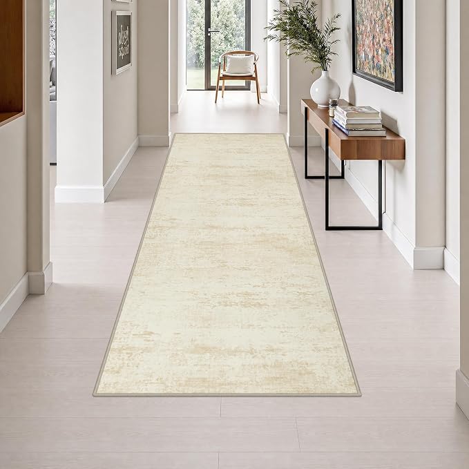 3x8 Washable Runner Rug：Modern Abstract Kitchen Soft Carpet Beige | For Hallway, Bedroom, Kitchen, Laundry, Bathroom,Door Mat,Modern Abstract,Machine washable,Non-Slip,Stain Resistant,Indoor