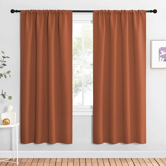 NICETOWN Blackout Curtains and Drapes - Thermal Insulated Solid Rod Pocket Blackout Draperies/Panels (Burnt Orange, 1 Pair, 42 by 72 inches)