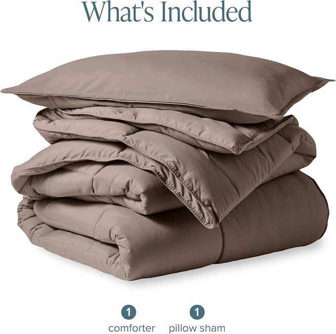 Bare Home Comforter Set - 1800 Ultra Soft (Twin/Twin XL, Taupe) | All-Season, Breathable, Hypoallergenic, Premium 1800, Warm, Cozy