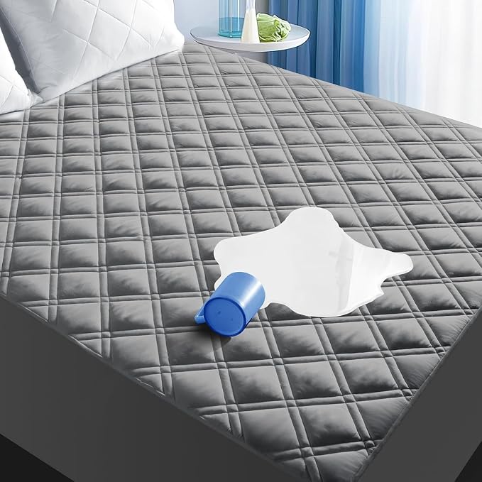 Twin XL Mattress Protector Waterproof, Fitted Deep Pocket 8"-21", Gray | Breathable Waterproof Mattress Pad Cover, Soft Noiseless Mattress Cover Washable Cooling for Home Hotel Bedroom