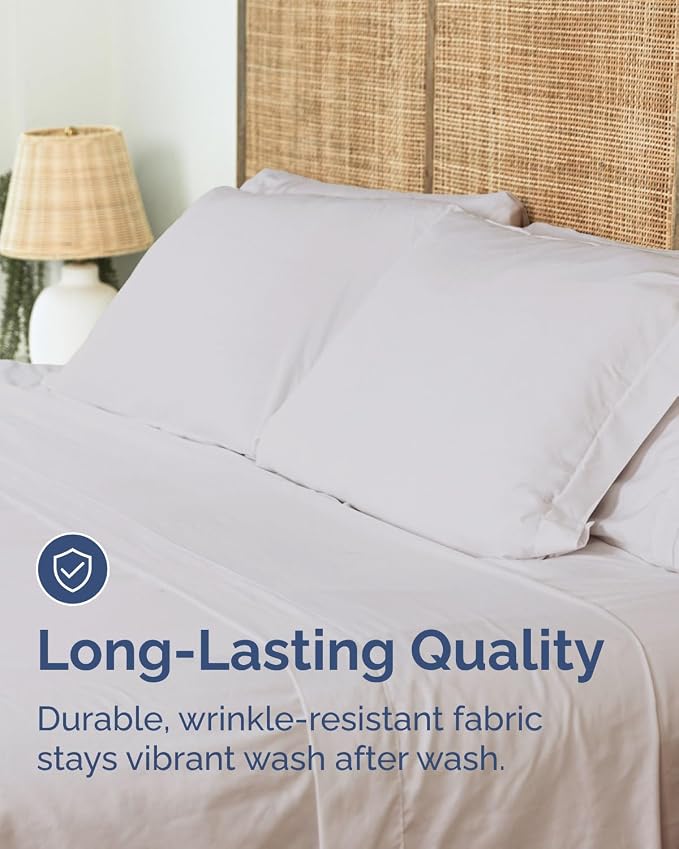 Twin XL Size Flat Sheet - Pack of 4, College Dorm Essentials - Light Grey | Ultra-Soft, Comfy, Breathable & Cooling, College Dorm Room, Fade & Wrinkle Free, Stain & Shrink Resistant Bedding, Oeko-Tex