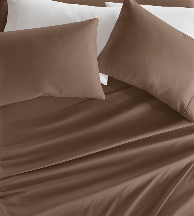 Linen Market Brushed Microfiber King Sheet Set 4 Piece – Oeko-TEX Certified Ultra Soft & Wrinkle-Free - 16" Deep Pocket Sheets - Easy Care King Size - Taupe