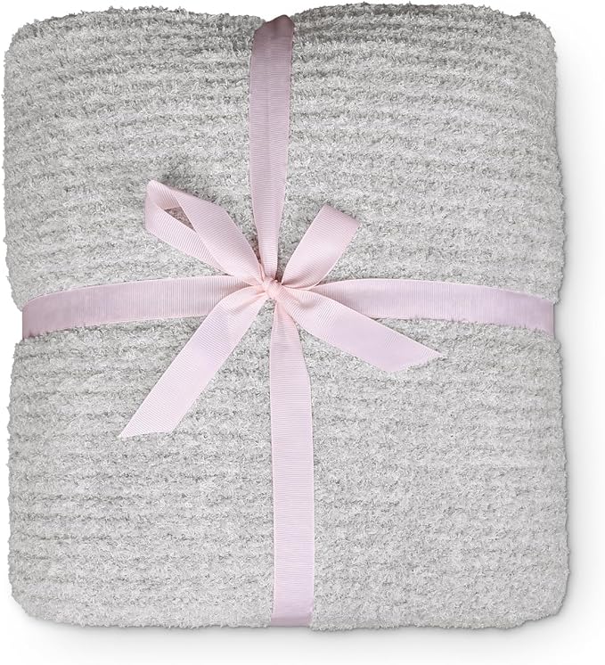MH MYLUNE HOME Ultra Soft Ribbed Throw Blanket Plush, Gray, 60"x80" | Reversible Fleece Throw Blanket, Comfy Fluffy Fuzzy Plush Blanket Throws for Couch Sofa Bed, Cozy Blankets for Women Gift