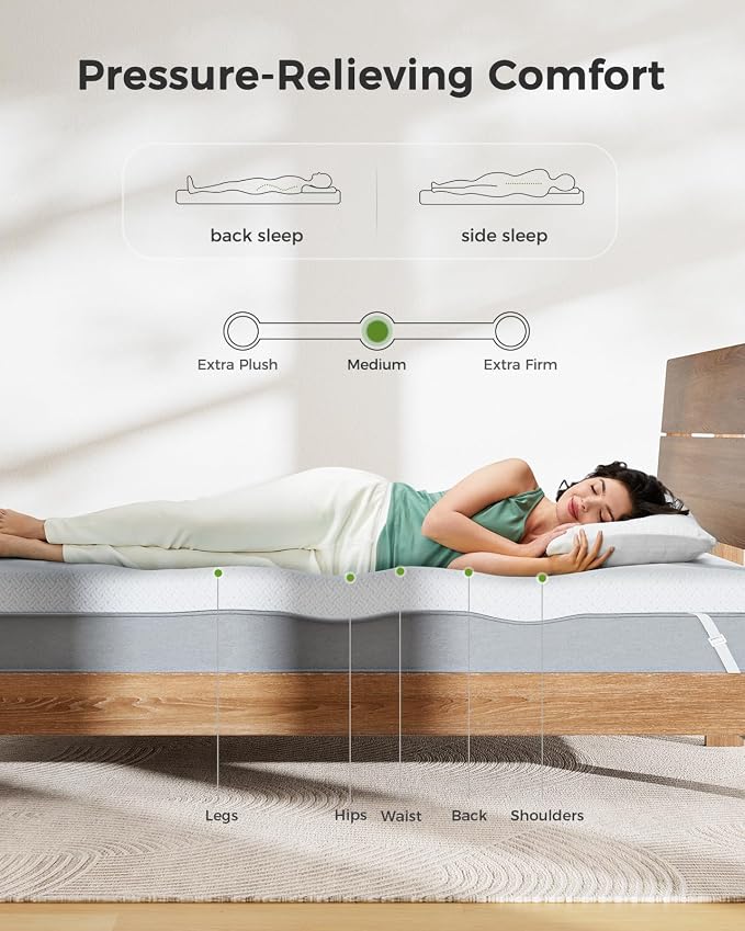 PERLECARE Full Size Mattress Topper - 3 Inch Cooling Memory Foam Mattress Pad Made with CertiPUR-US® Certified Foam, Bed Topper with Bamboo Cover,Removable & Washable & Non-Slip
