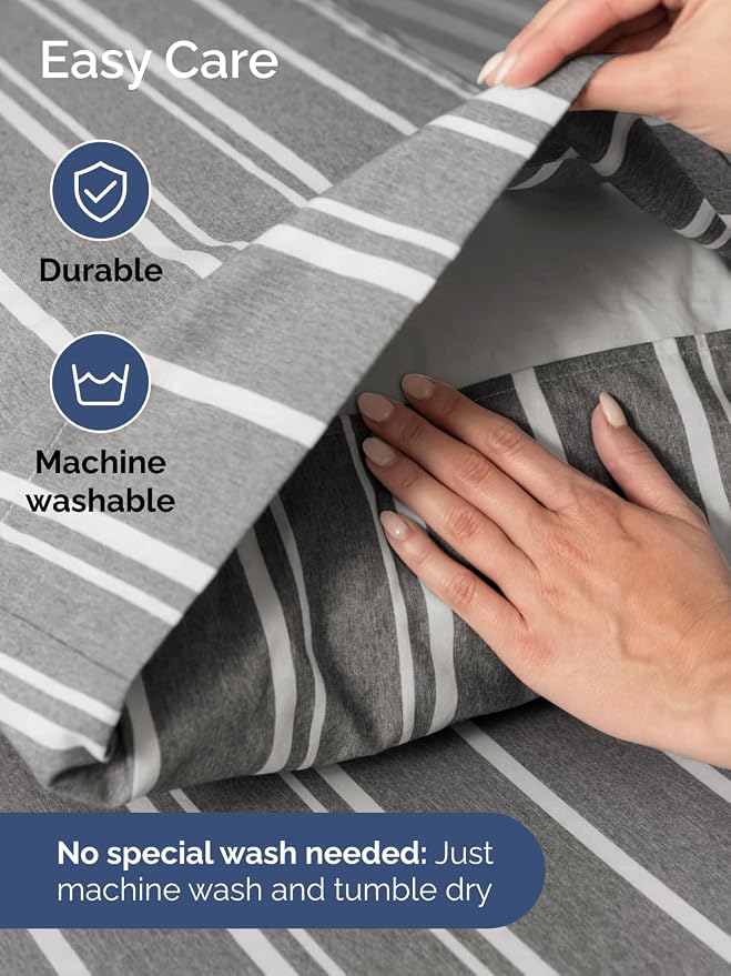 Extra Deep Cal King Sheet Set - 6 Piece Breathable & Cooling - Grey Stripes | Hotel Luxury Bed Sheets Set, Easy & Secure Fit, Ultra-Soft, Wrinkle & Fade Free, Comfy Sheets Set with Extra Deep Pockets