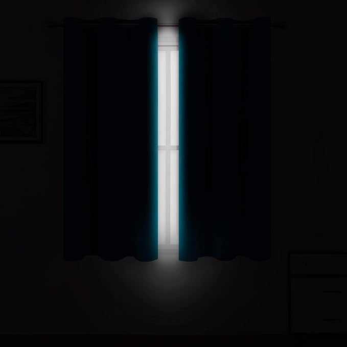 Teal Blackout Curtains 40 x 63 Inch Length/Set of 2 Curtain Panels/Thermal Insulated Room Darkening Blackout Curtains for Bedroom