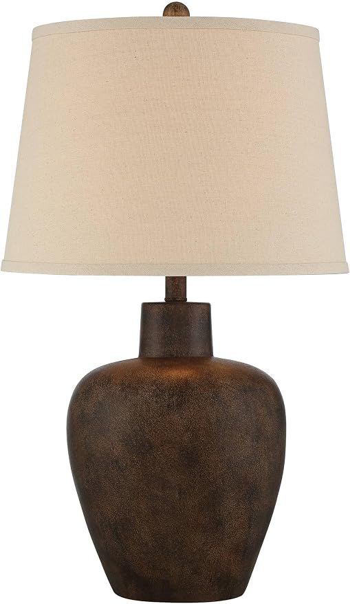 Glenn 27" Tall Table Lamps Set of 2 Terra Cotta Urn with Smart Socket WiFi | Dark Farmhouse Rustic Natural Cottage Southwestern Living Room Bedroom Bedside Nightstand House Office Home Family
