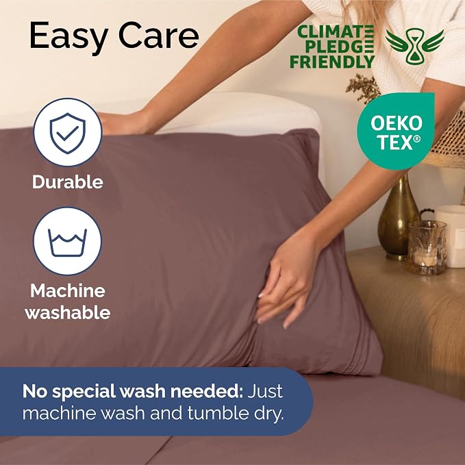 Split King Size 5 Piece Sheet Set - Ultra Soft & Cooling Bed Sheets - Clay | Fits 8 Inch to 16 inch Mattress, Wrinkle Free & Fade Resistant with Deep Pockets, Breathable, Comfy Hotel Luxury Bedding