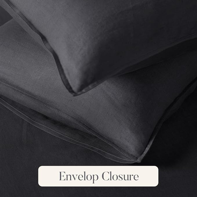 DAPU 100% French Linen Duvet Cover 3Pcs Set, 170GSM Linen Bedding, Full/Queen