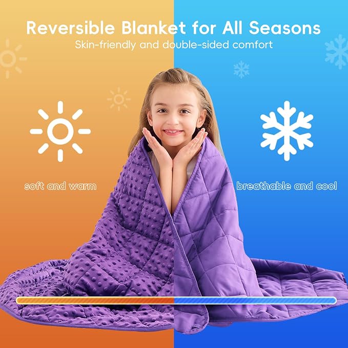 yescool Purple Weighted Blanket 3 lb Small Weighted Lap Blanket for Girls, Cooling Weighted Throw Blankets Minky Heavy Blankets, for 20-45lbs, 36 * 48in