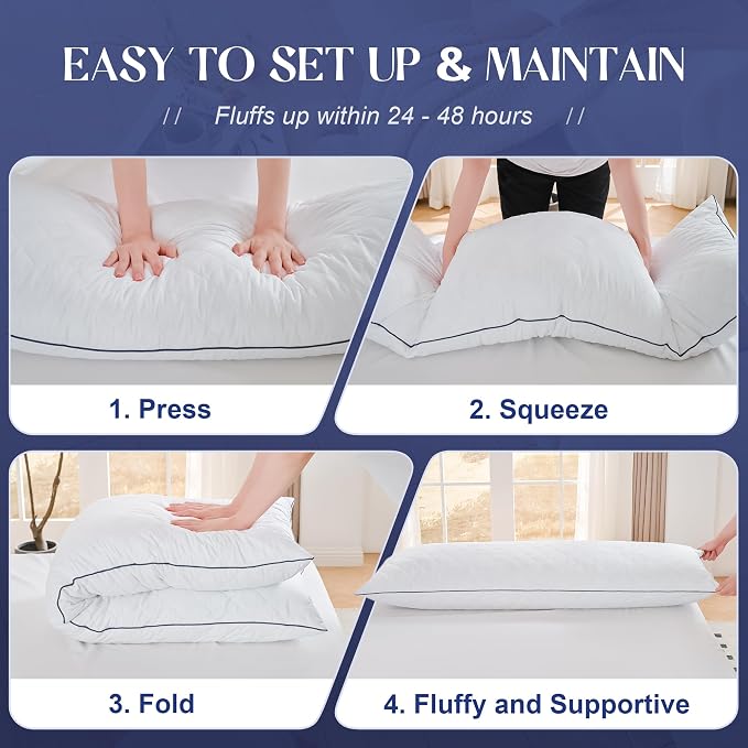 DOWNSTORIA Memory Foam Body Pillow for Adults, Full Long Pillow Insert for Side Sleepers, Breathable Soft Bed Pillows for Sleeping(White, 20 x 54 Inch)