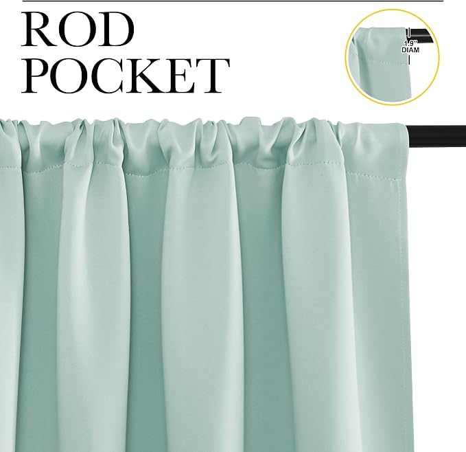 NICETOWN Aqua Blue Blackout Curtains for Camper 42" w x 36" L 2 Panels | Kitchen Short Drapes Thermal Insulated Rod Pocket Window Treatment Draperies for Nursery Bedroom Light Blocking Home Decor