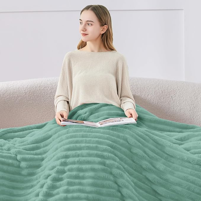 BEDELITE Ribbed Twin Blanket for Couch & Bed, Seafoam, 60"x80" | Ultra-Soft Plush Fleece, Cozy, Warm Yet Lightweight, Ribbed Texture, Home Decor, Machine Washable, Giftable, All-Season Use