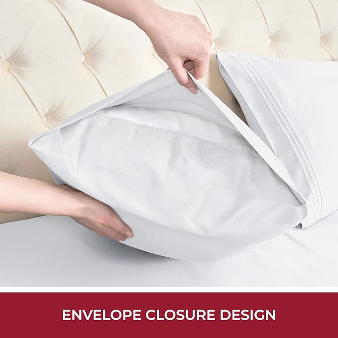 Mellanni Iconic 4-Piece, Ultra Soft Sheet Set (RV/Short Queen, White) | 10M+ Sleepers. Lab-tested: Sleeps Cool, Stays Bright, Strong, Smooth. Good Housekeeping Best Bedding, 7 yrs running.