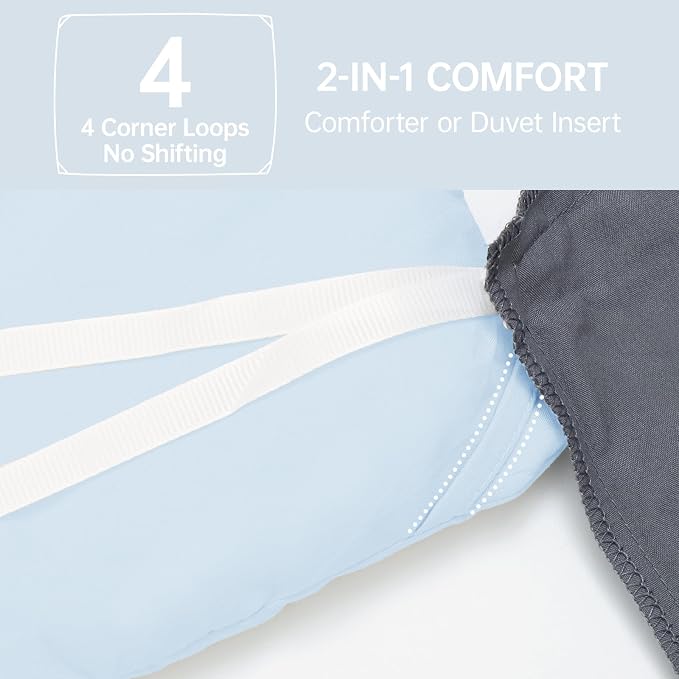 Full Comforter Sets, All Season Ultra Soft Down Alternative Bedding - 3 Piece Lightweight Bed Set Includes 1 Comforter (82"x86") and 2 Pillow Shams (20"x26"), Light Blue