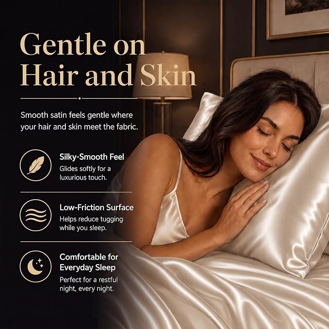 CozyLux Satin Sheets Queen, 4-Piece 14-Inch Deep Pocket Sheet Set | OEKO-TEX Certified Silky Soft Sheet Set for Hair & Skin, Luxurious Silky-Smooth Satin for Elegant Bedroom Decor, Champagne