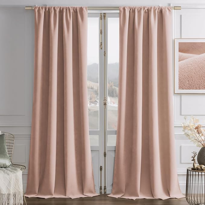 Joydeco Velvet Blackout Curtains Black Out Curtain 96 Inch Drapes | for Bedroom Living Room, Heat and Light Blocking, Thermal Insulated Luxury Heavy Duty Curtain 2 Panels Rod Pocket