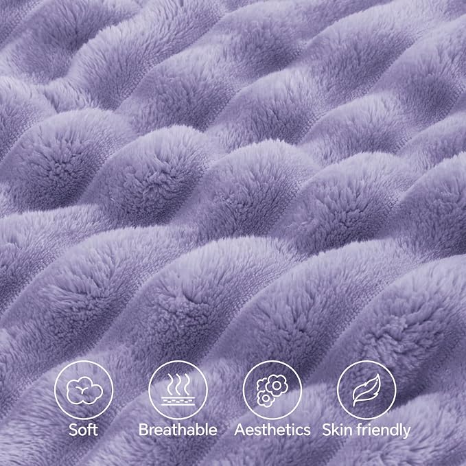 BEDELITE Fluffy Striped Body Pillow Cover with Zipper, Lavender, 20x54 | Ultra-soft Faux Fur with 12D Striped Texture, Comfy, Plush, and Cloud-like, Body Pillow Pillowcase for Bed Couch Room Decor