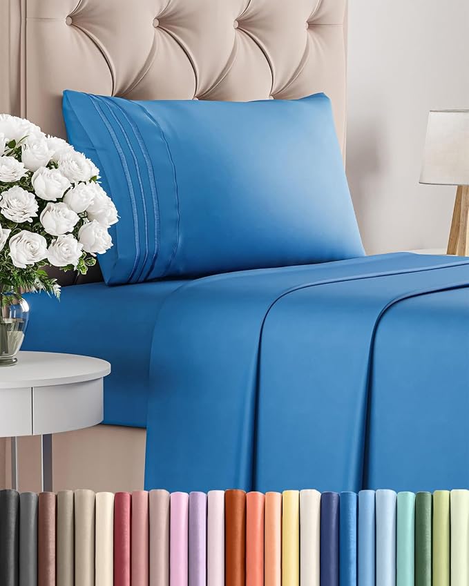 Twin Size 3 Piece Sheet Set - Breathable & Cooling Sheets - Royal Blue | Hotel Luxury Bed Sheets for Women & Men, Deep Pockets, Easy-Fit, Extra Soft and Wrinkle Free Sheets, Oeko-Tex Bed Sheet Set