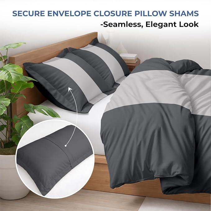 3 Pc Twin Size Duvet Cover Set- 100% Egyptian Cotton 600 TC Ultra Soft Premium Durable Comforter Cover Zipper Closure & Corner Ties (Dashing Grey, Twin/Twin XL 68" X 90")