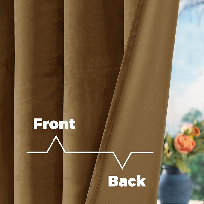 BGment Bronze Brown Velvet Blackout Living Room Curtains 84 Inches Long | Super Soft, Thermal Insulated, Noise Reducing, Energy Saving Drapes for Bedroom, Back Tab Rod Pocket, 2 Panels, 60 x 84 Inch